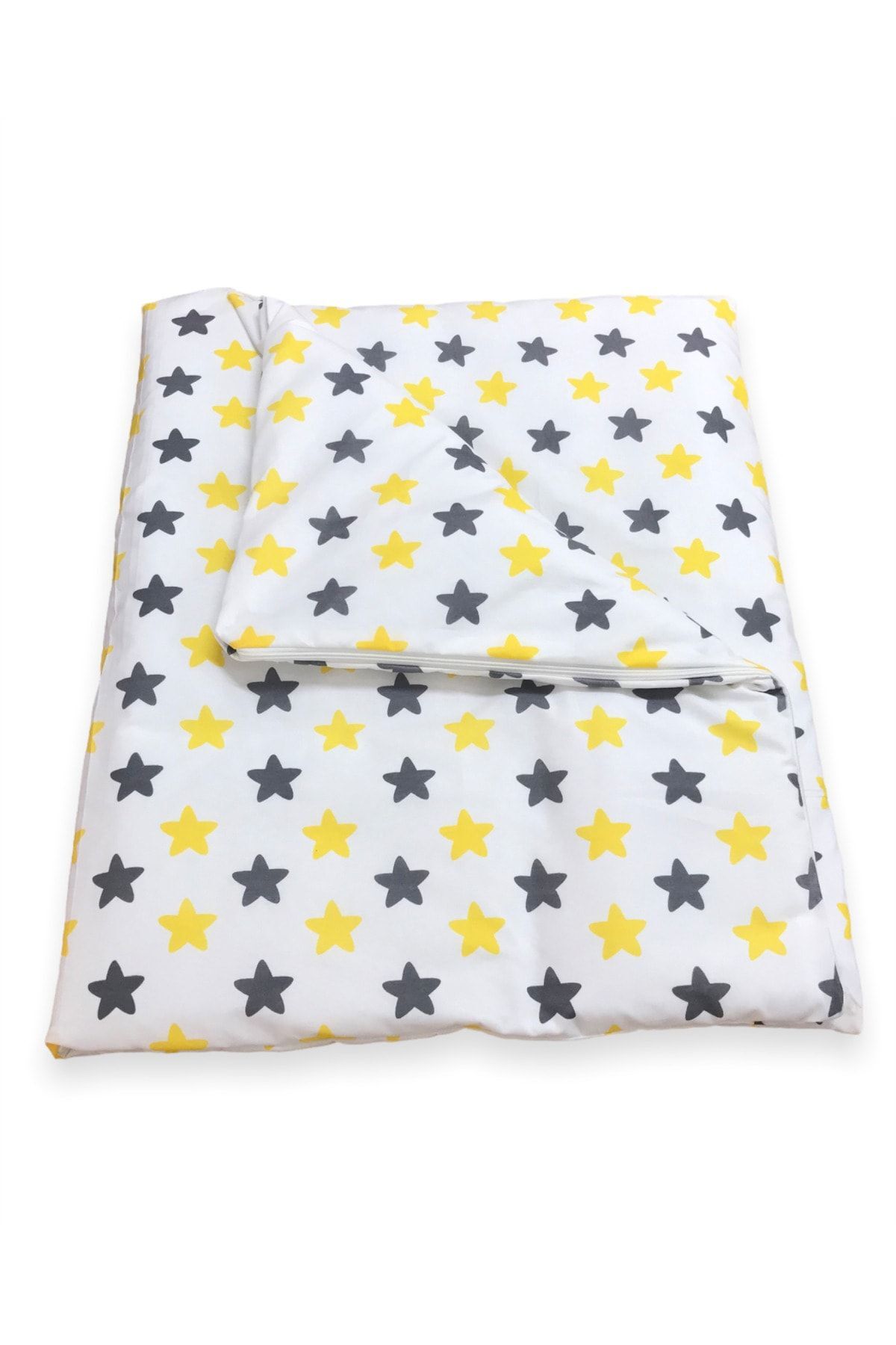 Single Duvet Cover Grey Yellow Star 100 X 140 cm