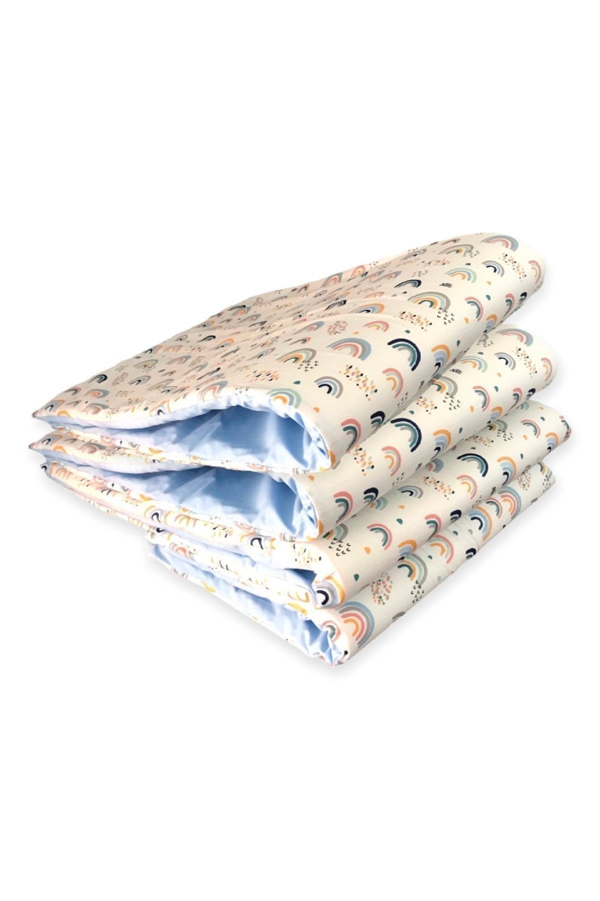 Bebek Özel-Baby Kids Crib Edge Protection 80x180 For Montessori (4 Pieces) Rainbow Blue 1