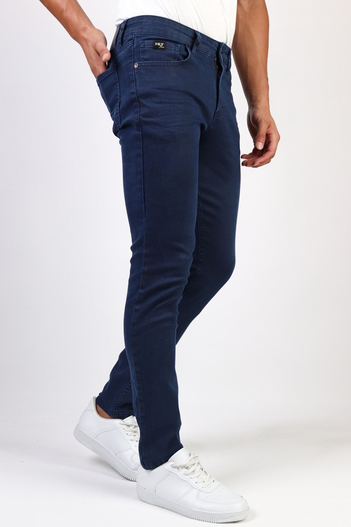 HLT JEANS Мужские темно-синие джинсы узкого кроя 843 Yenivalblue HLTSLIM004