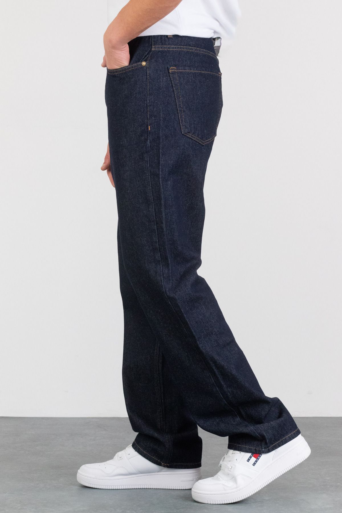HLT JEANS-Men's Blue Straight Baggy Fit Loose Cut Denim Jeans - 100% Cotton Raw Jeans Pants Dallas 4