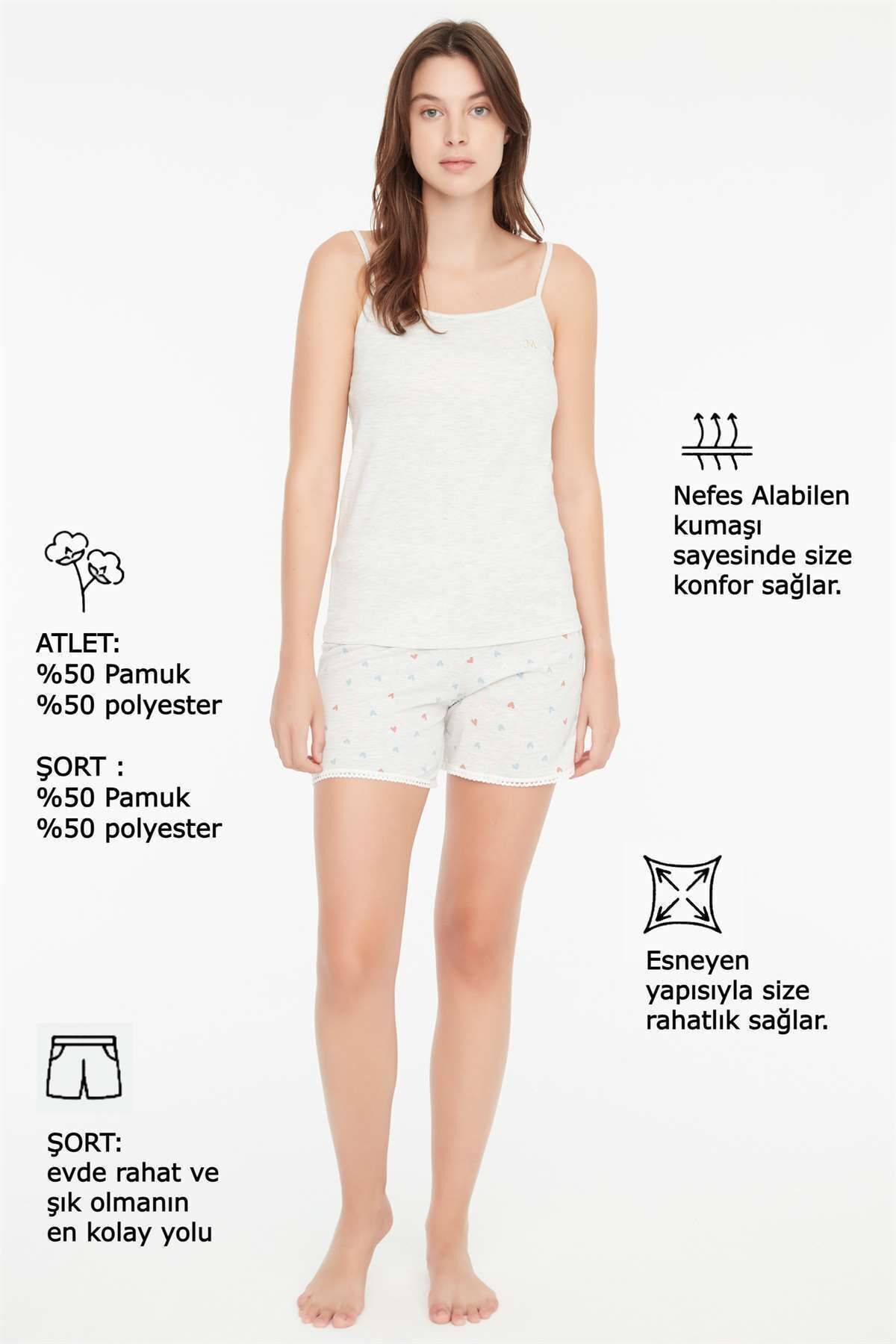 Mod Collection-- Комплект дамски спортни шорти в цвят сняг меланж 5