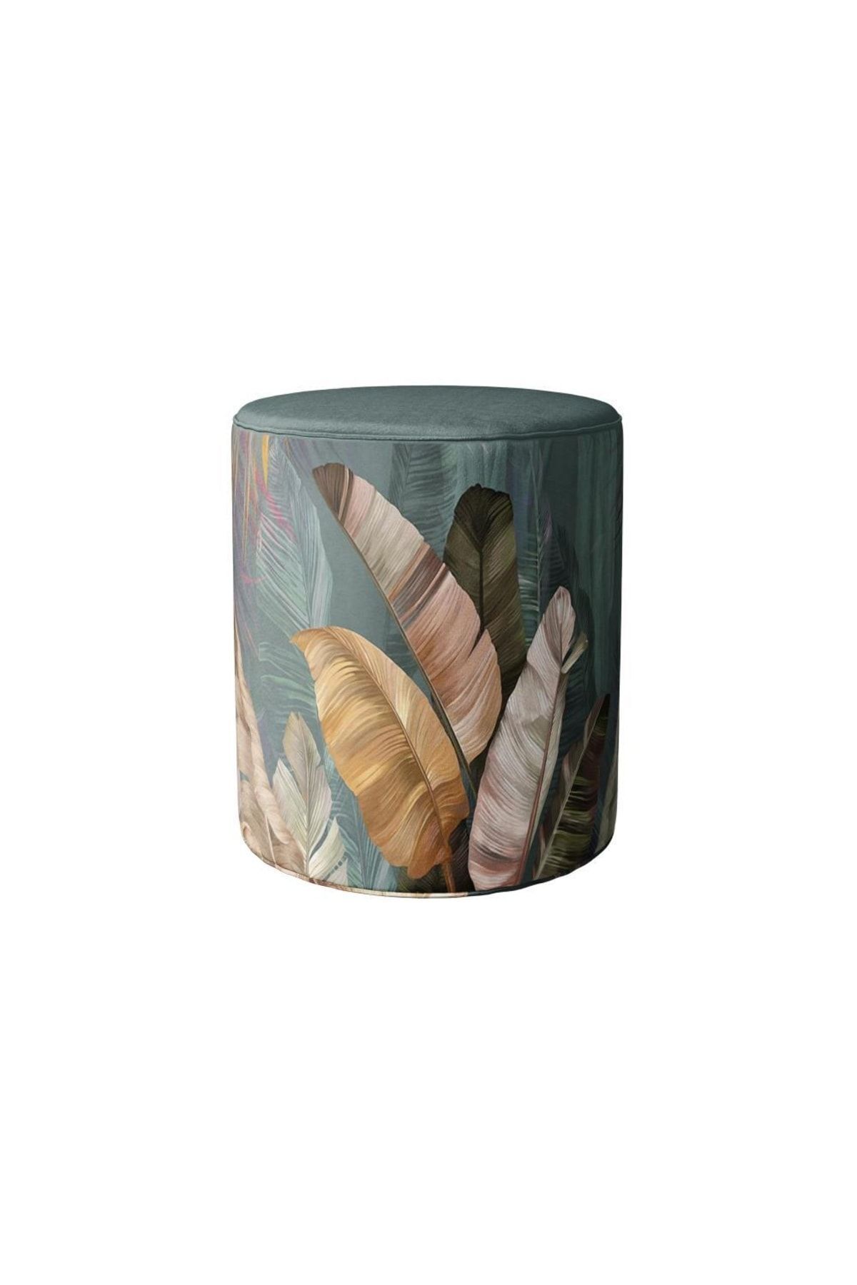 Adawall Tropikal Yaprak Tasarımlı Puf (kumaşı Süettir. Uluslararası Solmama Sertifikasına Sahiptir.)