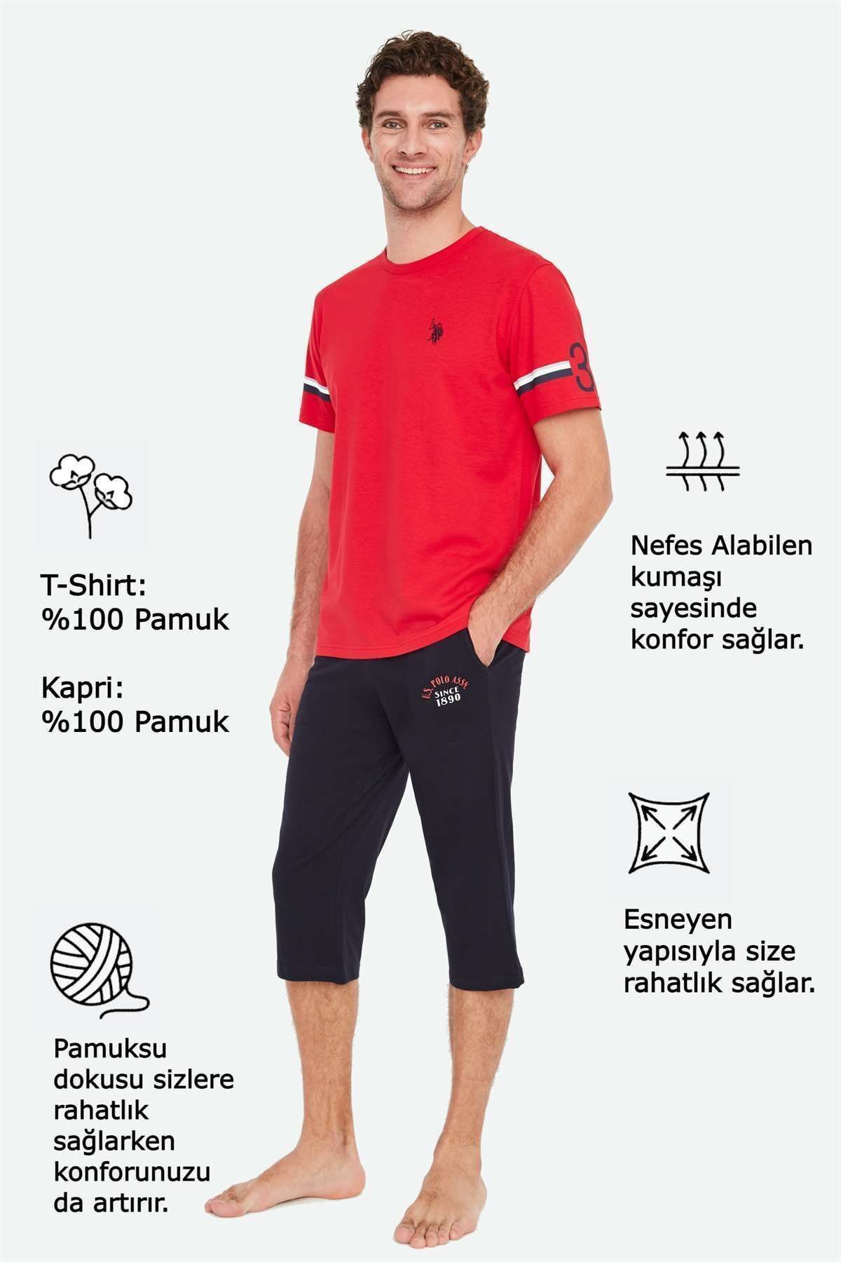 ست پیژامه قرمز مردانه رد کاپری اورجینال U.S. Polo Assn.