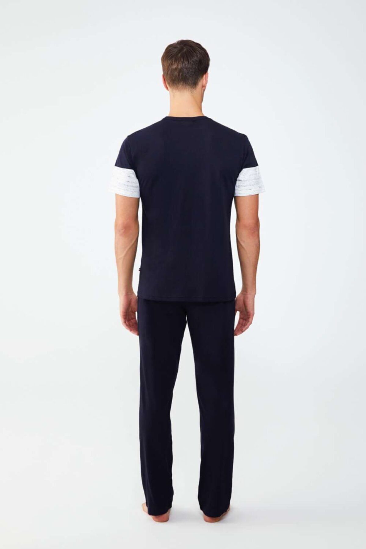ست پیژامه آبی مردانه لباس خواب یقه گرد سرمه ای U.S. Polo Assn.