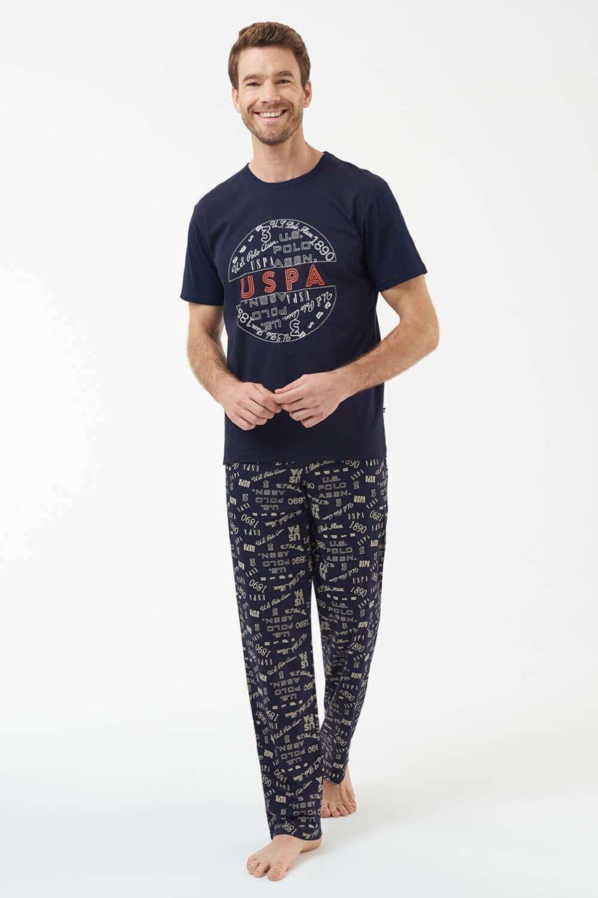 ست پیژامه آبی مردانه لباس خواب سرمه ای U.S. Polo Assn.
