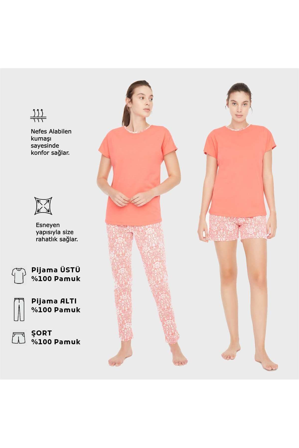Mod Collection-- Set pijama 3 piese Coral pentru damă 8