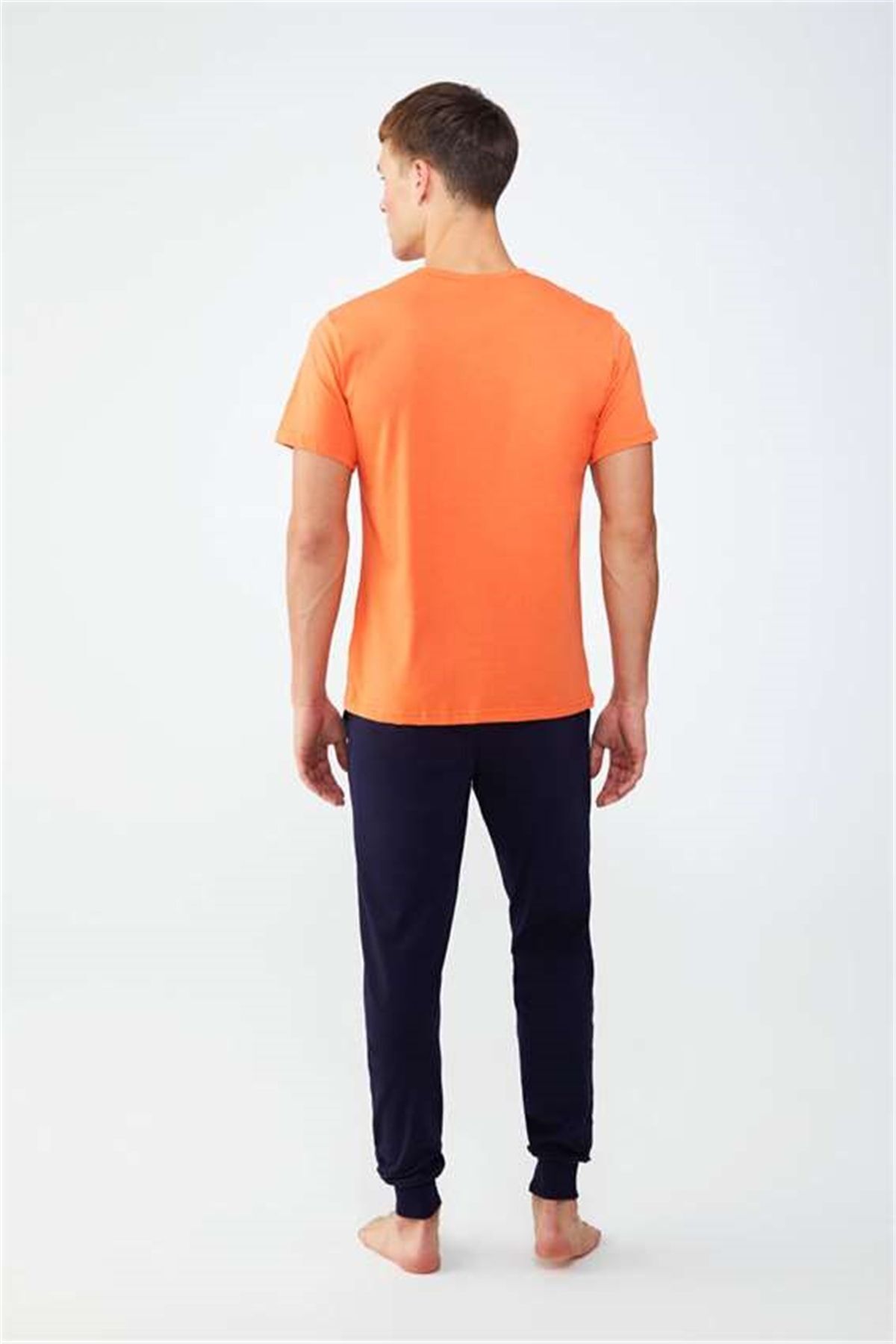 ست پیژامه نارنجی مردانه لباس خواب یقه گرد U.S. Polo Assn.