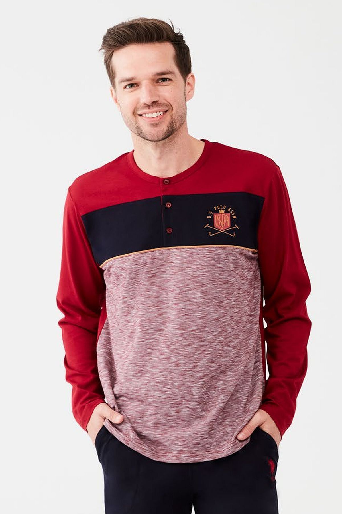 ست پیژامه قرمز مردانه لباس خواب کلارت U.S. Polo Assn.