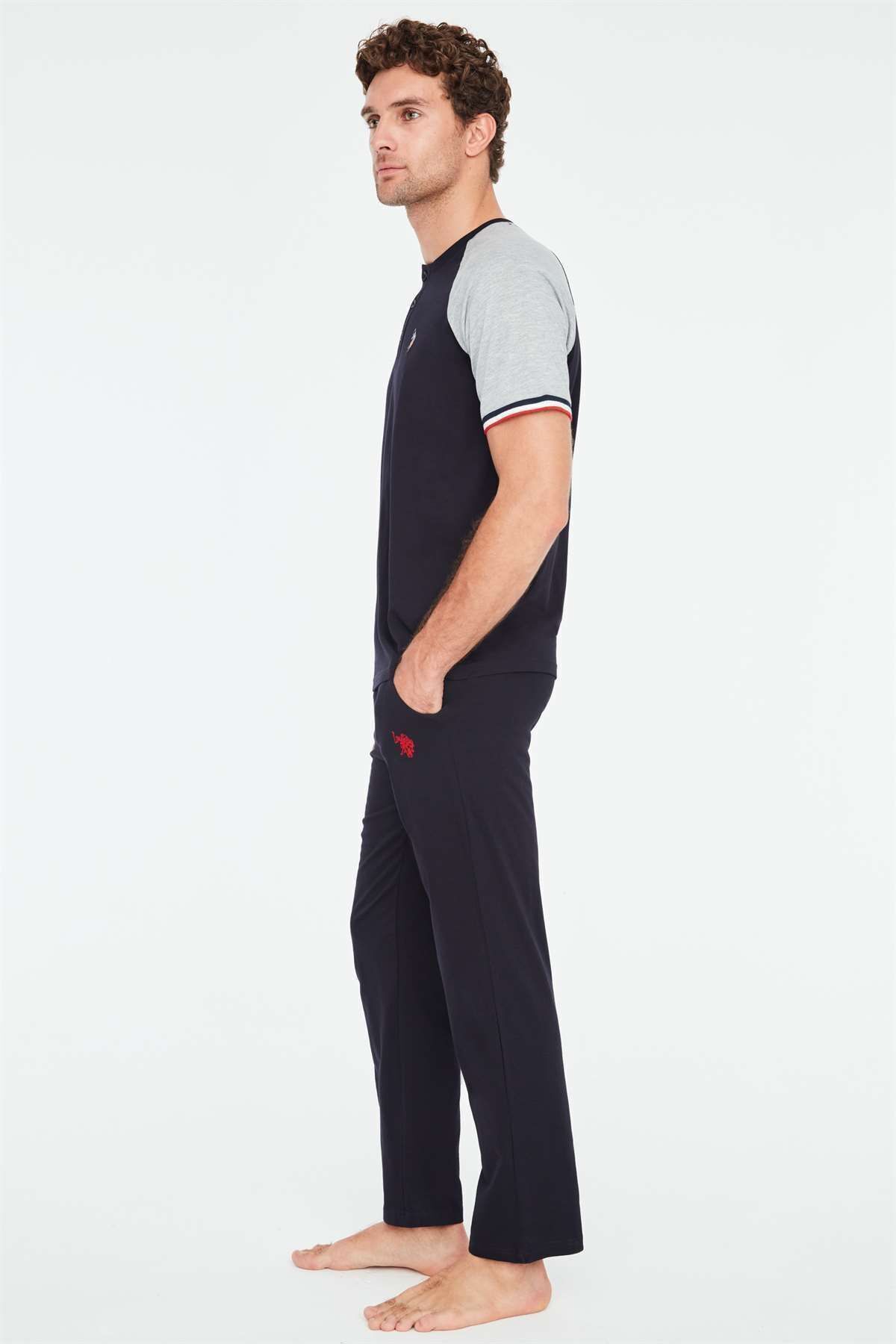 ست پیژامه آبی مردانه لباس خواب سرمه ای U.S. Polo Assn.