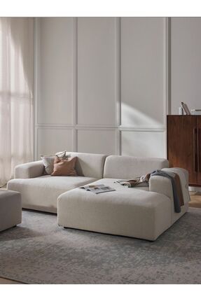 S Home Design Concept Molly Mini 2 Modül Sağ Köşe Kanepe Köşe Koltuk Keten Kı...