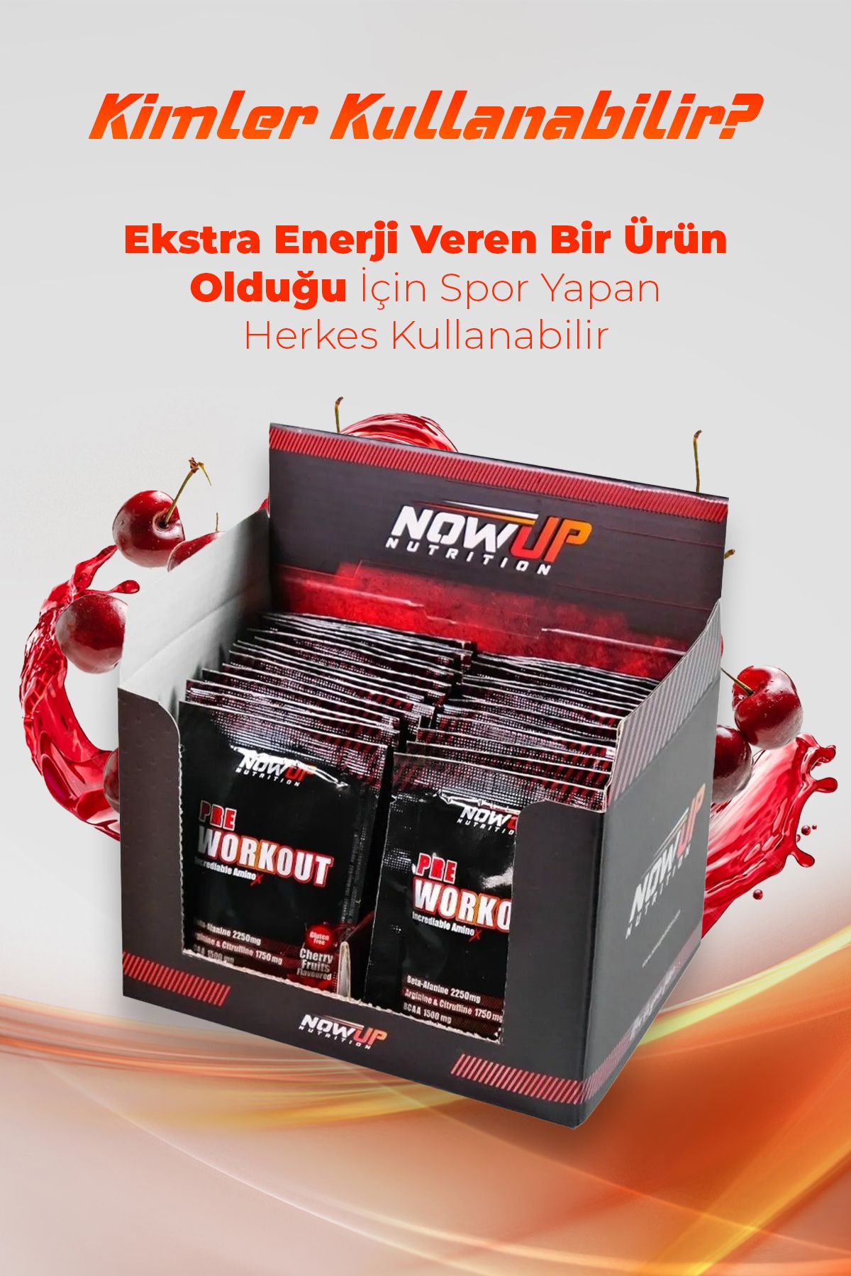 NOWUP NUTRITION-Pre-Workout Sachet 30X12 Gr - Cherry Flavor - 30 Pieces 3