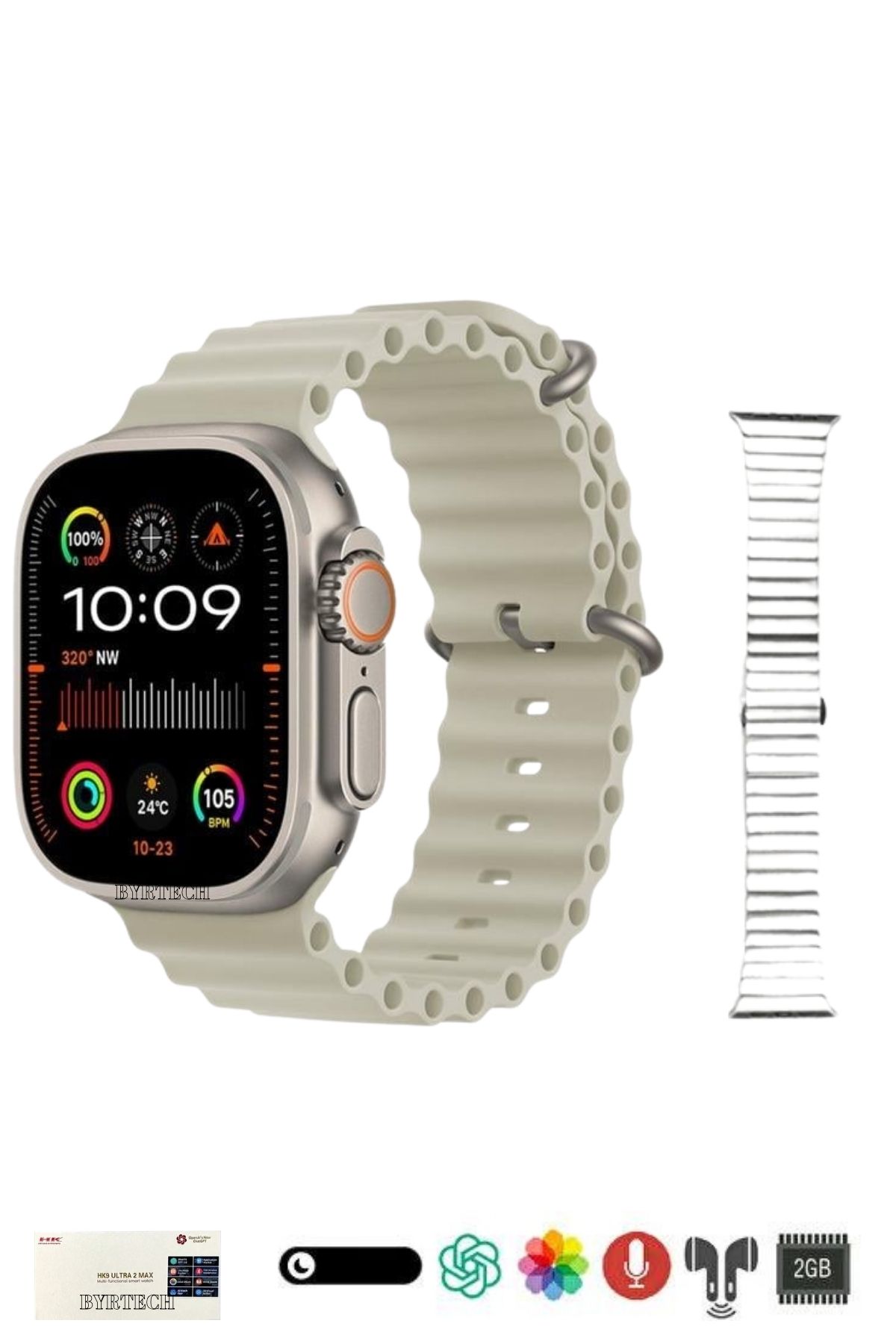 BYRTECH Hk9 Ultra 2 Max Gen4 Amoled Ekran Galeri ses Kay t 2gb Depolama Ozellikli Watch 10 Ak ll Saat Giyilebilir Teknoloji