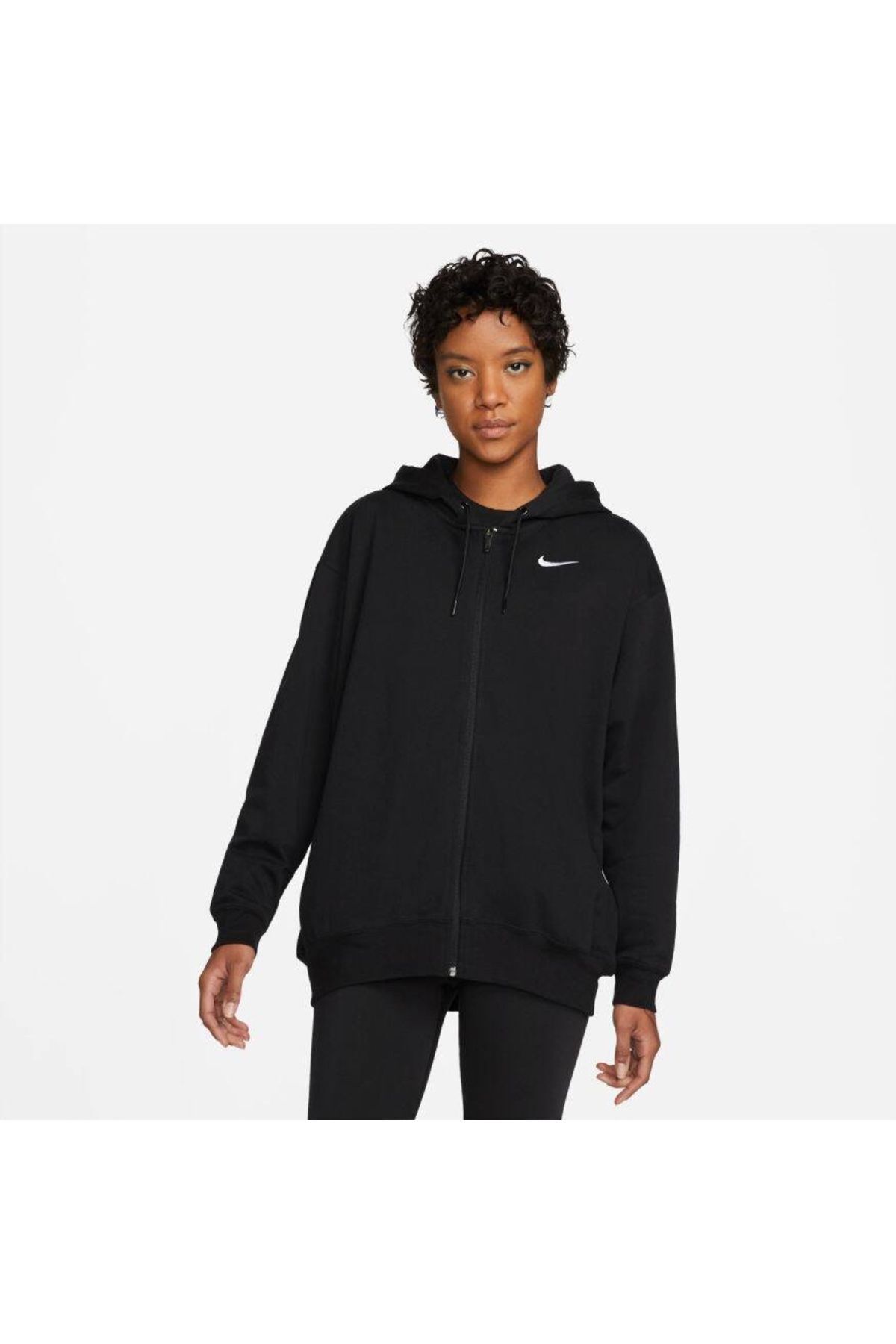 Nike سویشرت زنانه مشکی اورسایز ژرسی هودی اسپرت DM6415-010