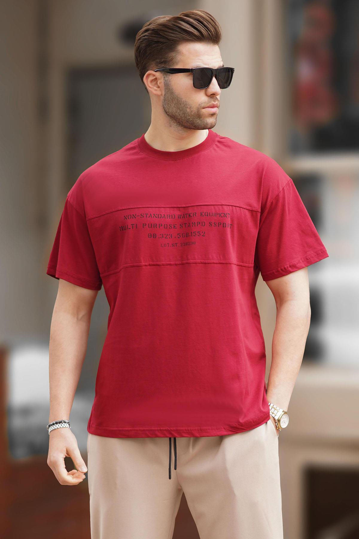 تیشرت مردانه یقه پرینت اور سایز خاکستری رنگ شده