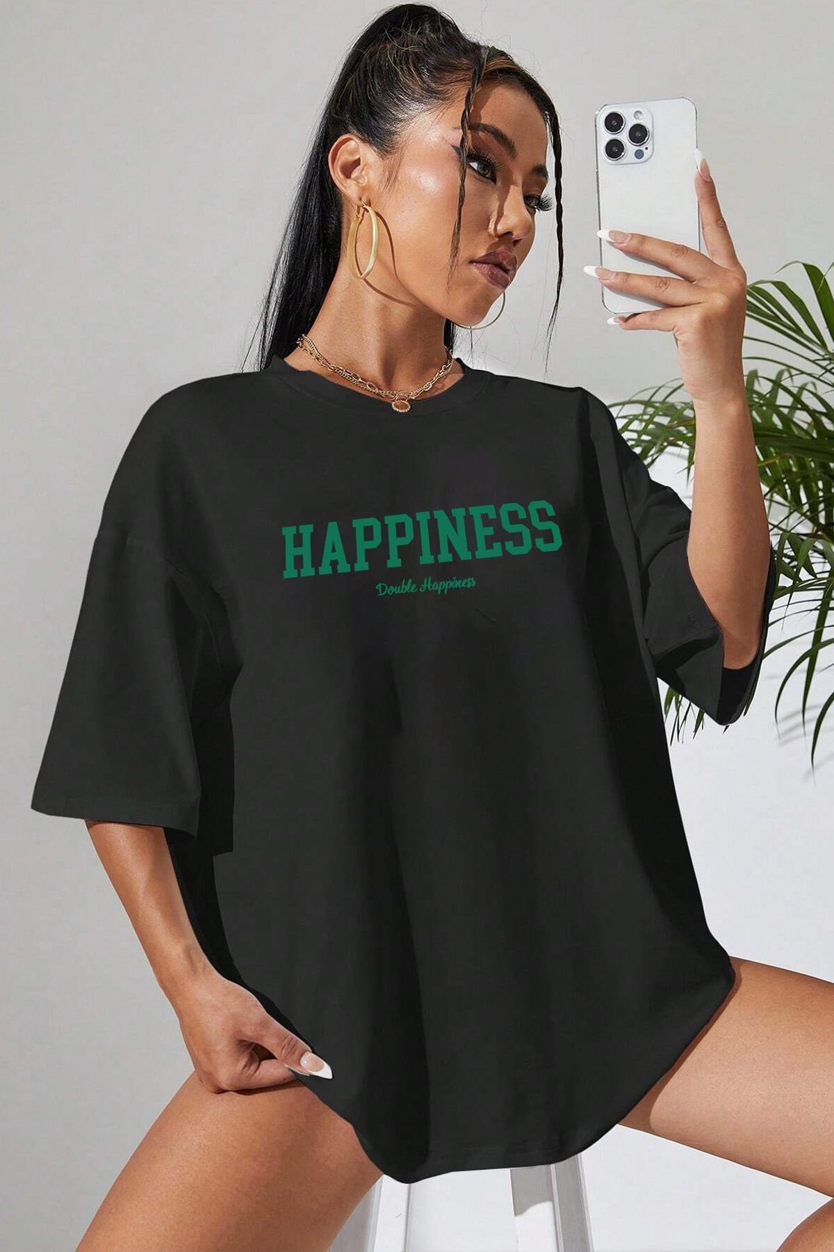 trendypassion Tricou Unisex Cu Imprimeu Happiness Unisex - L
