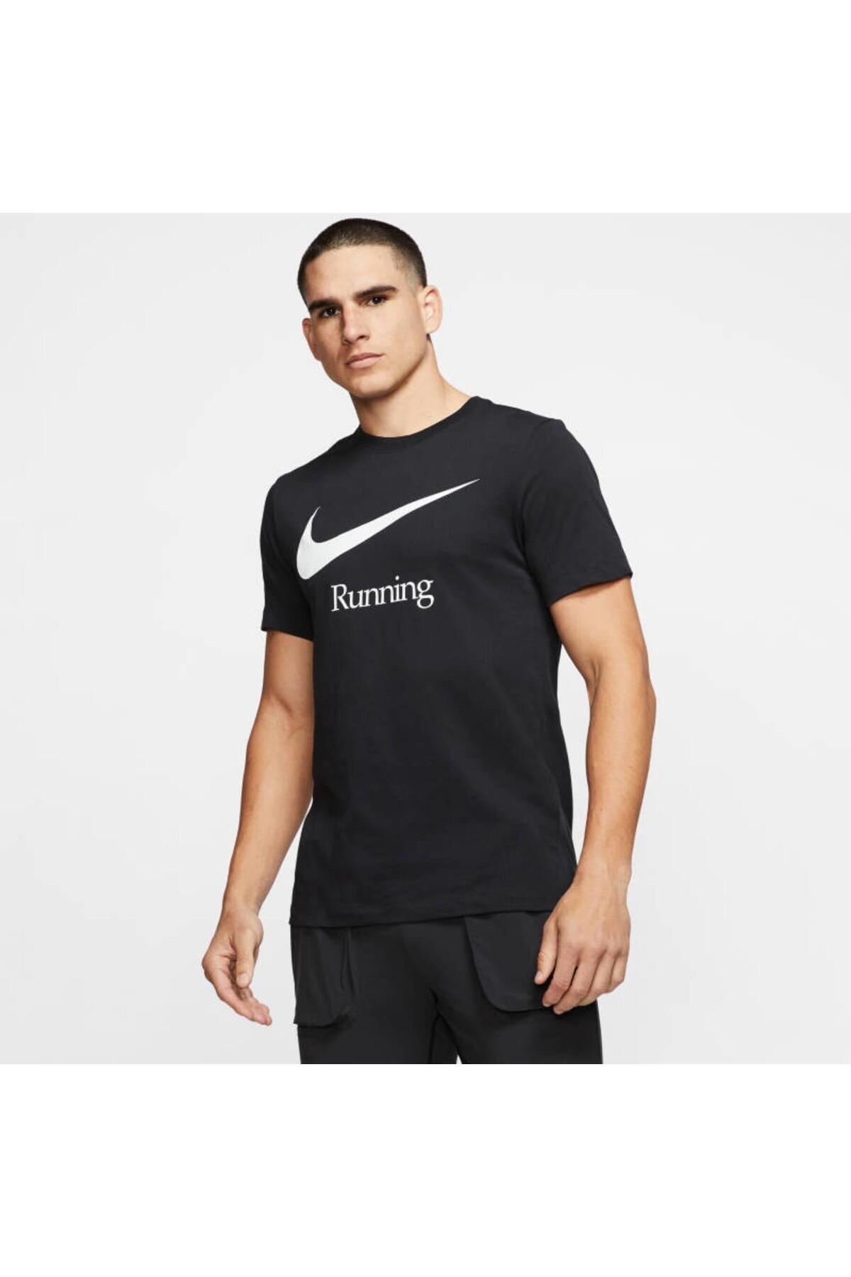 Nike Dry Fit Run High Brand Read Erkek Siyah T shirt