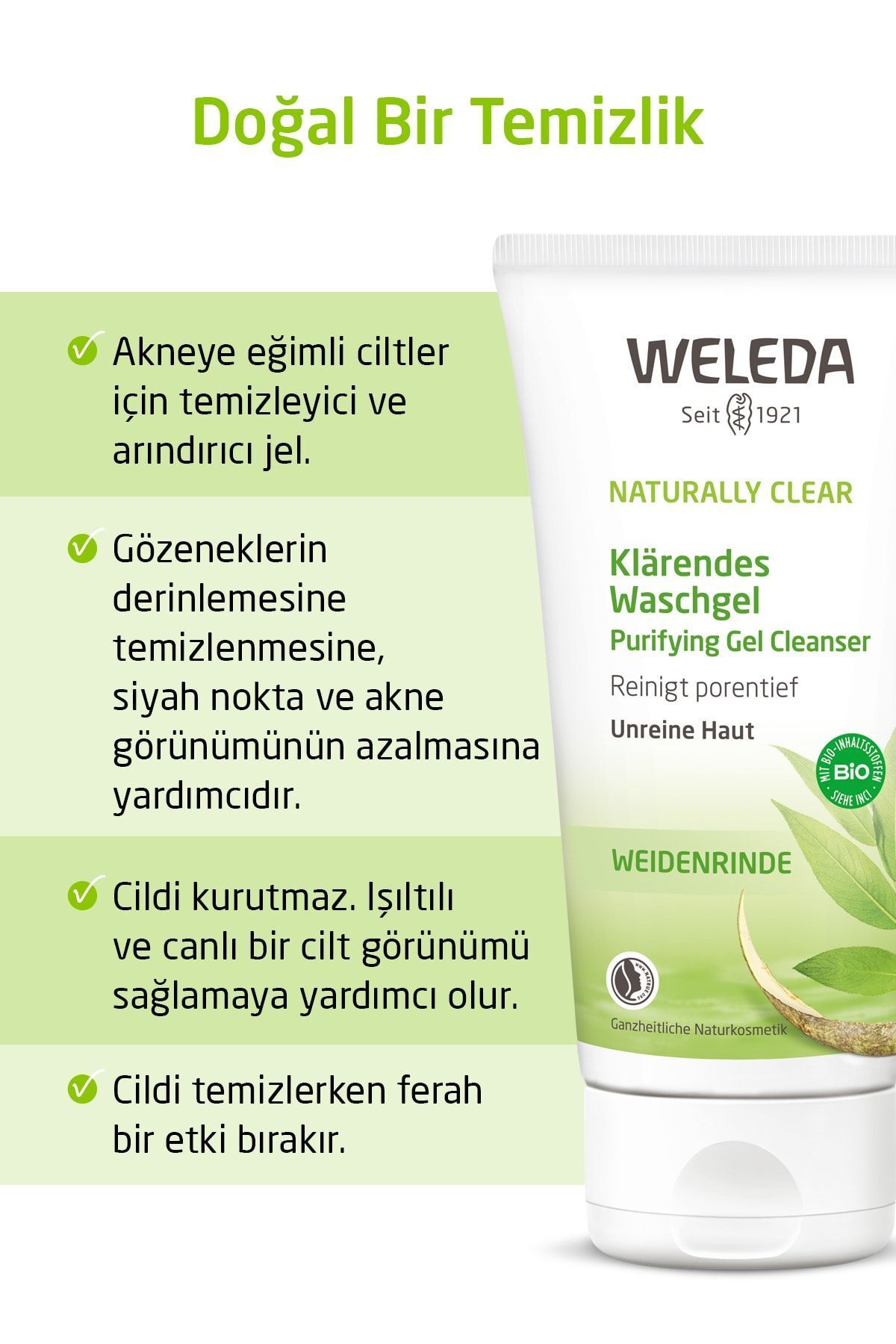 ژل پاک کننده طبیعی پاک کننده ارگانیک 100 میلی لیتر Weleda