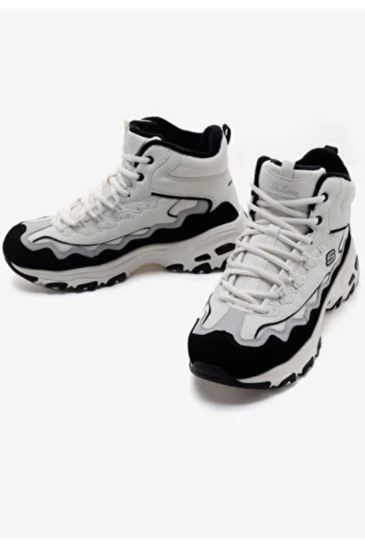 SKECHERS-حذاء نسائي من D'lites - New Lane Warm Tech باللون الأبيض والرمادي168026 WGRY- قالب عريض 5