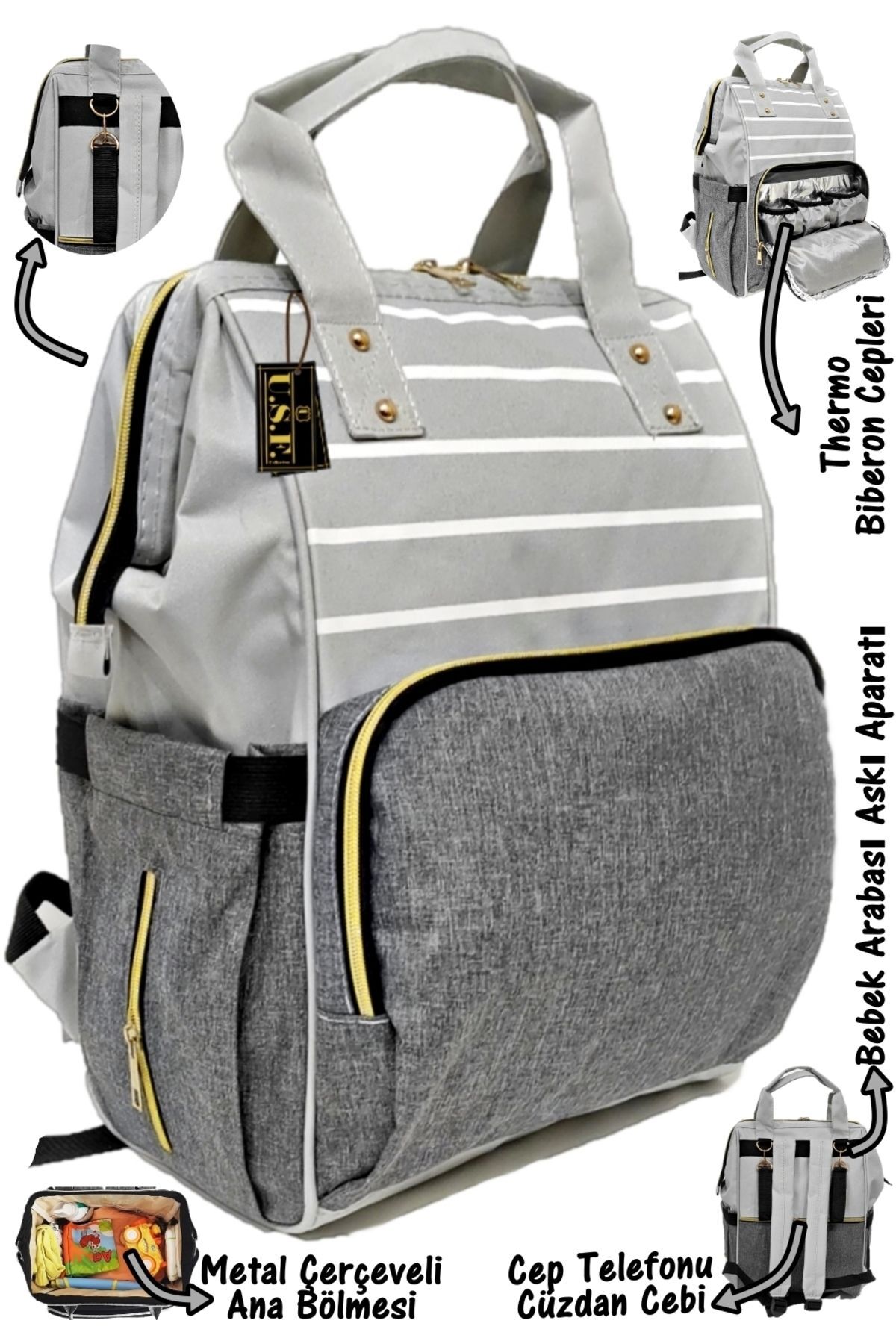 USF Portbebe Ana Kucağı Puset Bebek Taşıma Kanguru Bebek Bakım Çantası 3 Lü Set fotoğrafı 2 (önizleme)