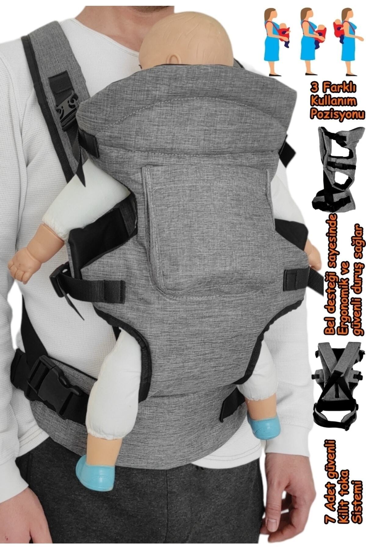 USF Çift Yönlü Bebek Taşıma Kangurusu Bel Destekli Ergonomik Bebek Taşıyıcı Kanguru Gri fotoğrafı 5 (önizleme)