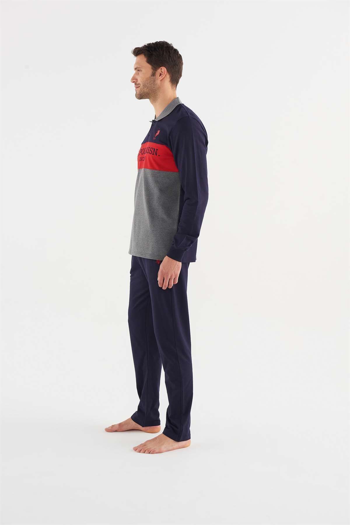 ست پیژامه آبی مردانه لباس خواب سرمه ای U.S. Polo Assn.