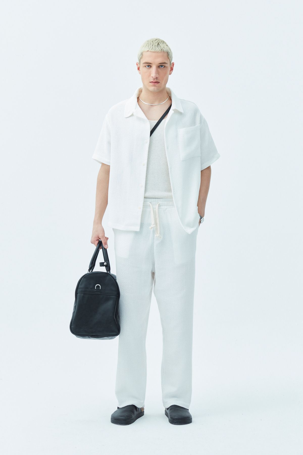 VAMOSCLO-White Basic Oversize Linen Set 1