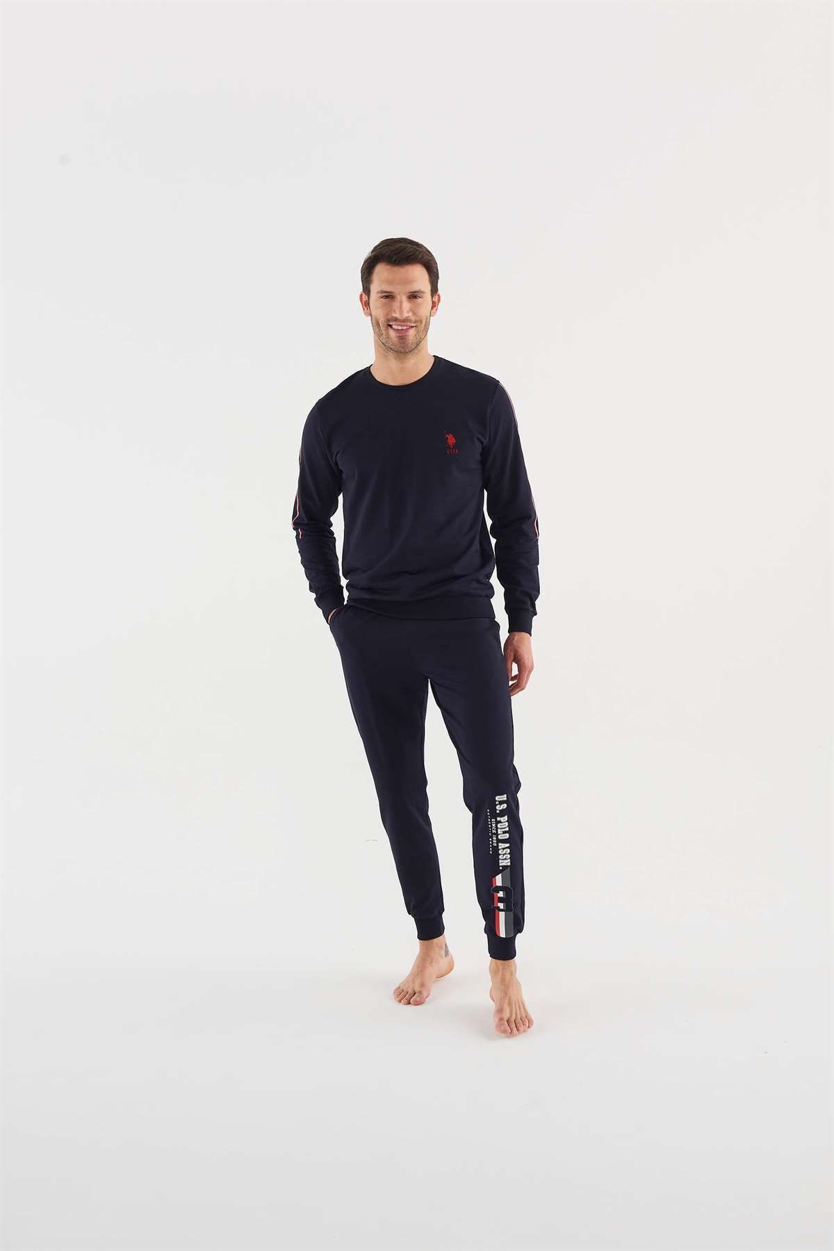 ست پیژامه آبی مردانه لباس خواب سرمه ای U.S. Polo Assn.