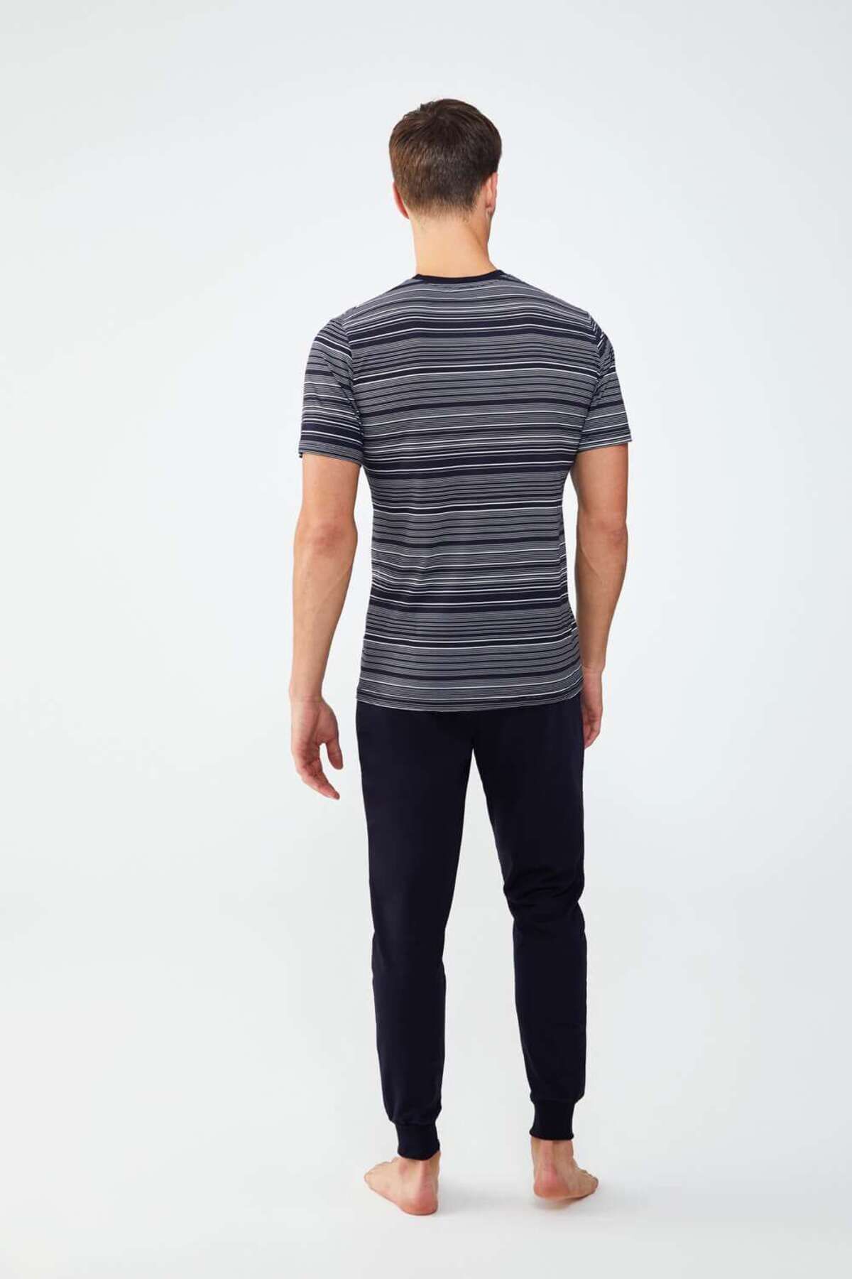ست پیژامه آبی مردانه لباس خواب یقه گرد سرمه ای U.S. Polo Assn.