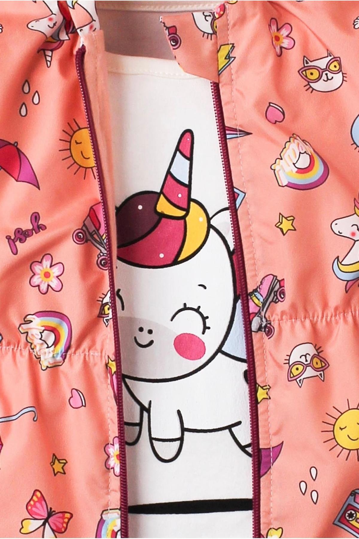 Kidex’s Baby Donet Desenli Kapüşonlu Tatlı Unicorn İçi Pamuklu yağmurluk Bebek Takımı fotoğrafı 6 (önizleme)