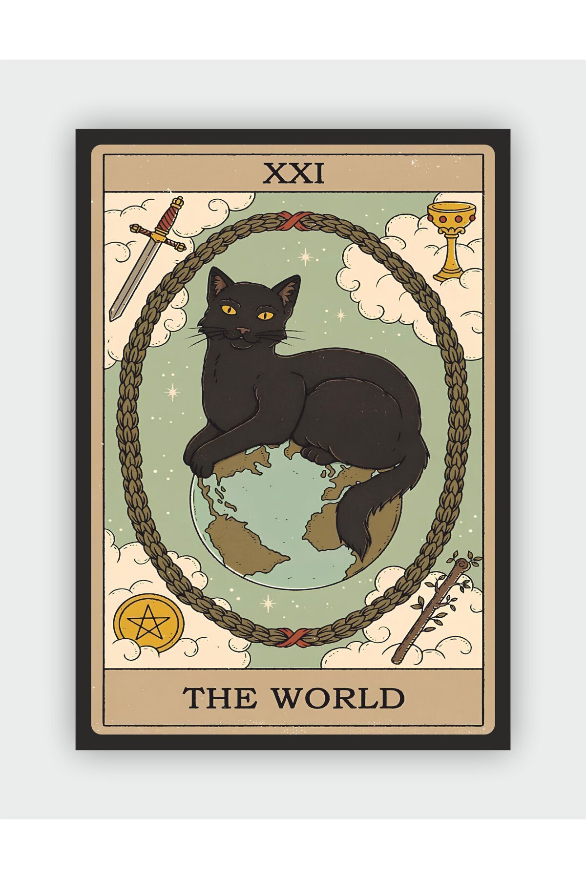 The World - World Tarot Card Vintage Wall Poster - Thick Paper - Frameless