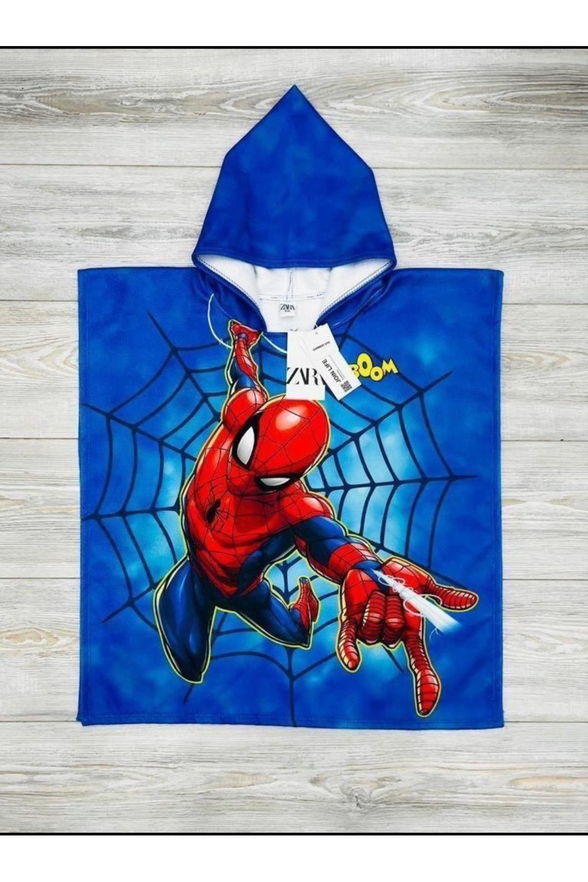 Genel Markalar TRENDYHIM Spiderman Baskılı Panço Havlu Plaj Havlusu