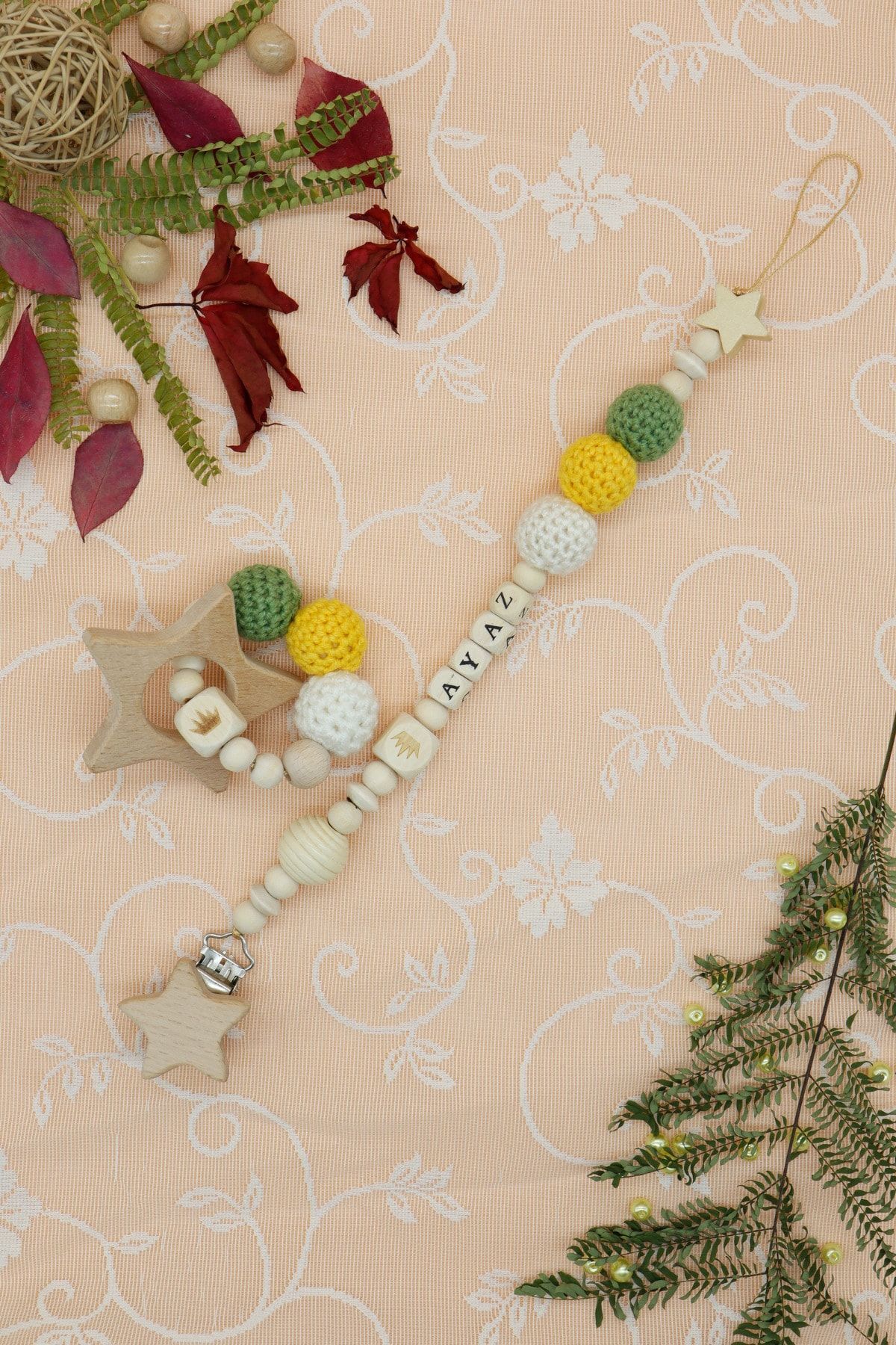 lilamtasarım Lilam Tasarım Örgü Toplu Dişlikli Emzik Askısı fotoğrafı 4 (önizleme)