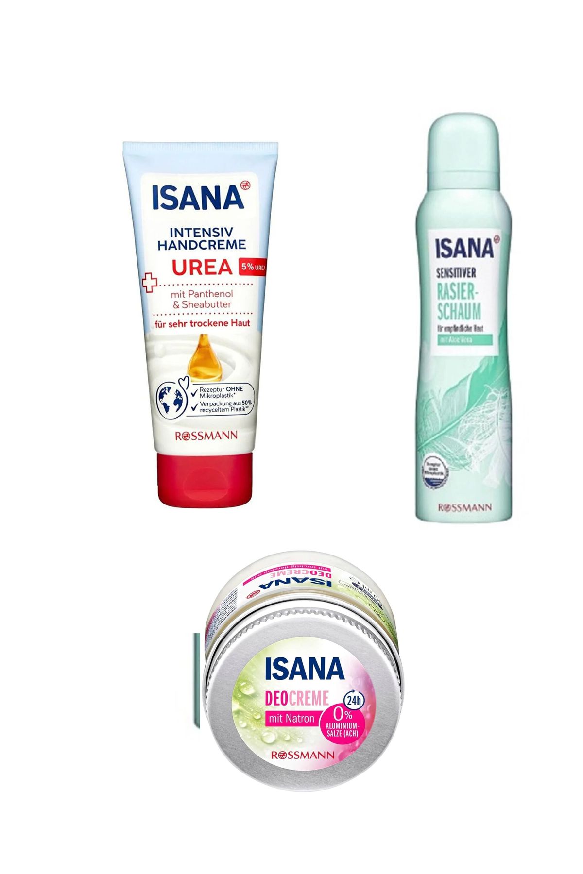 کرم دئودورانت + کرم دست ایسانا + فوم اصلاح آیسانا ست مزیت سه گانه ISANA