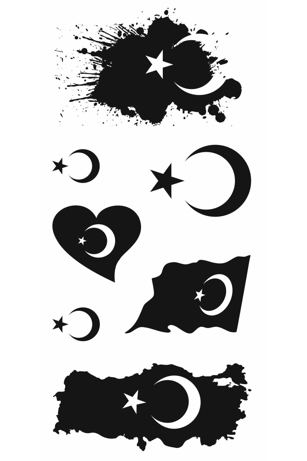 Queentrend Trendonline Türk Bayrağı Geçici Vücut Dövmesi