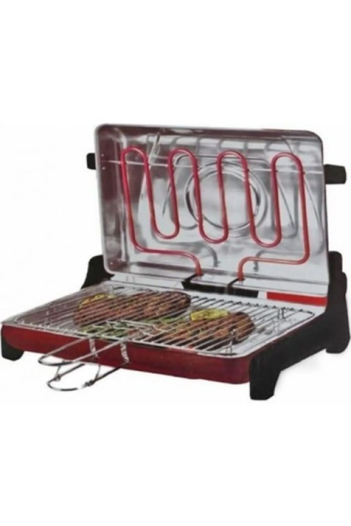 abnturk Büyük Boy Elektrikli Izgara Alüminyum Gövdeli Çift Telli Üstten Pişiren Barbekü Izgara 1200w