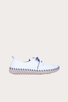 Beyaz Mavi Deri Erkek Spor Ayakkabı 01MQ0200