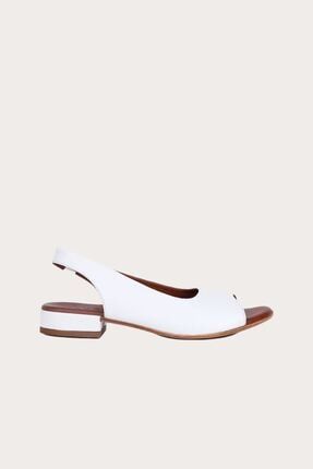 Beyaz Deri Kadın Topuklu Sandalet 01WS6100