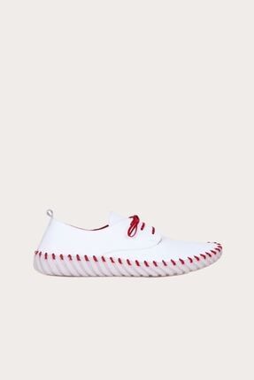 Beyaz Kırmızı Deri Erkek Spor Ayakkabı 01MQ0200