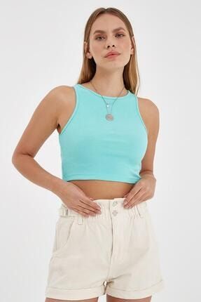 Kadın Fitilli Kolsuz Crop Top AFCBLZ-6900