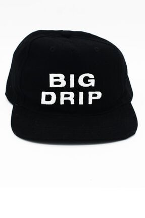 Unisex Hiphop Şapka Siyah Nakışlı Pamuk Big Drip 313