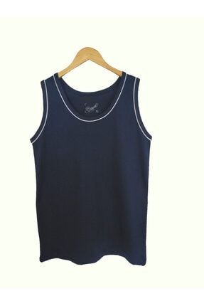 Erkek Basic Askılı Biyeli Lacivert T-shirt Pamuk RFTS296