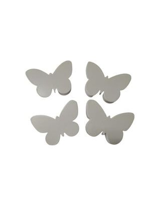 Kelebek Lake Boyalı Kulp Beyaz 4 Lü Set Bebek Çocuk Odası Dolap Çekmece Kulbu kelebekkulplake4byz1