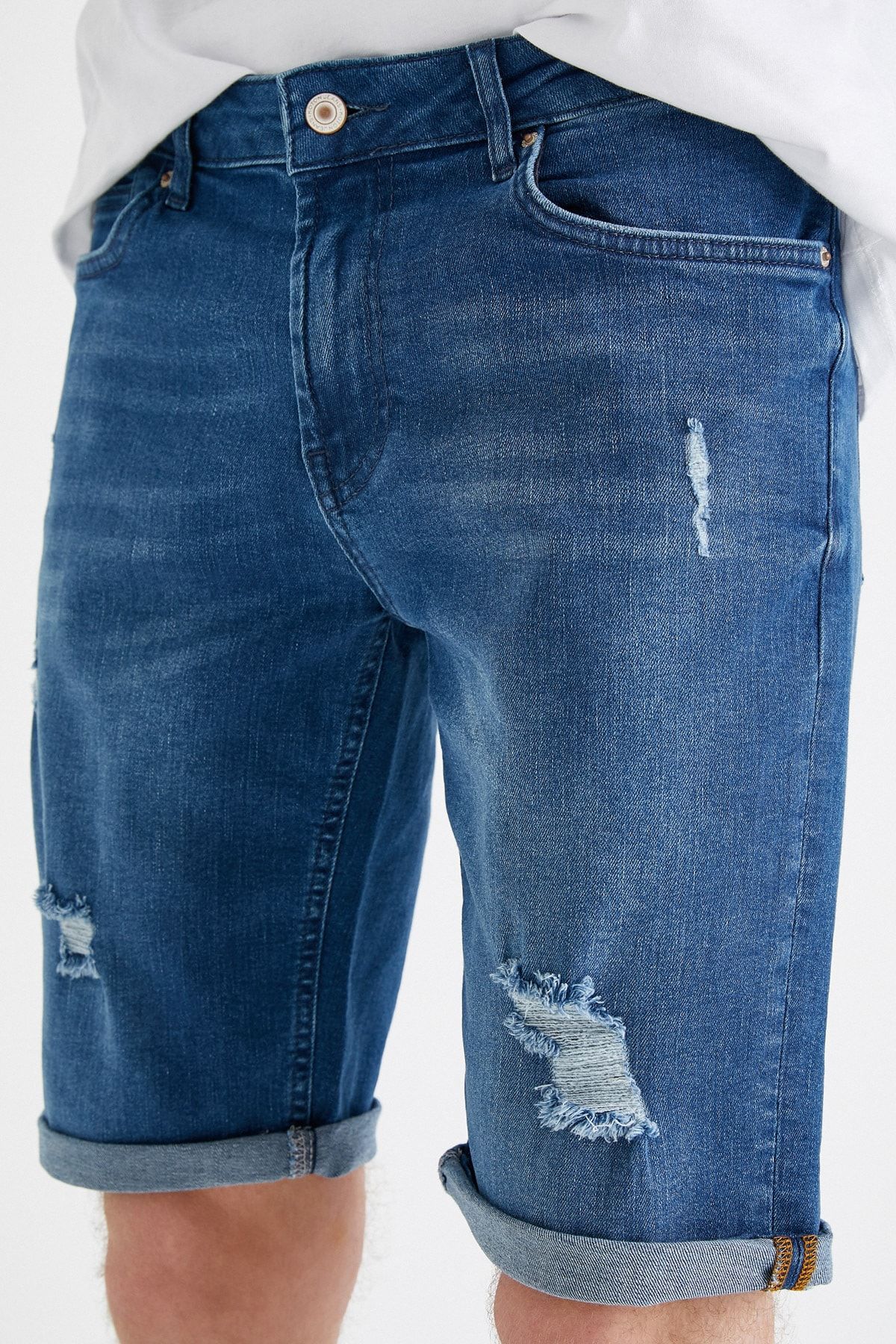Erkek Orta İndigo Jean Şort 1YAM43023YD
