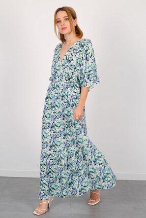 Kadın Beli Lastikli Çiçek Desenli Elbise 20211182821