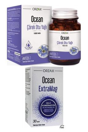 Çörek Otu Yağı 1000 mg 60 Kapsül Ve Ocean Extramag Üçlü Kombinasyon 30 Tablet CorekOtuExtramag