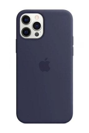 Iphone 12 Pro Max Apple Logolu Silikon Gece Mavisi Lansman Kılıf Midnight Blue Miyosa-L12PM