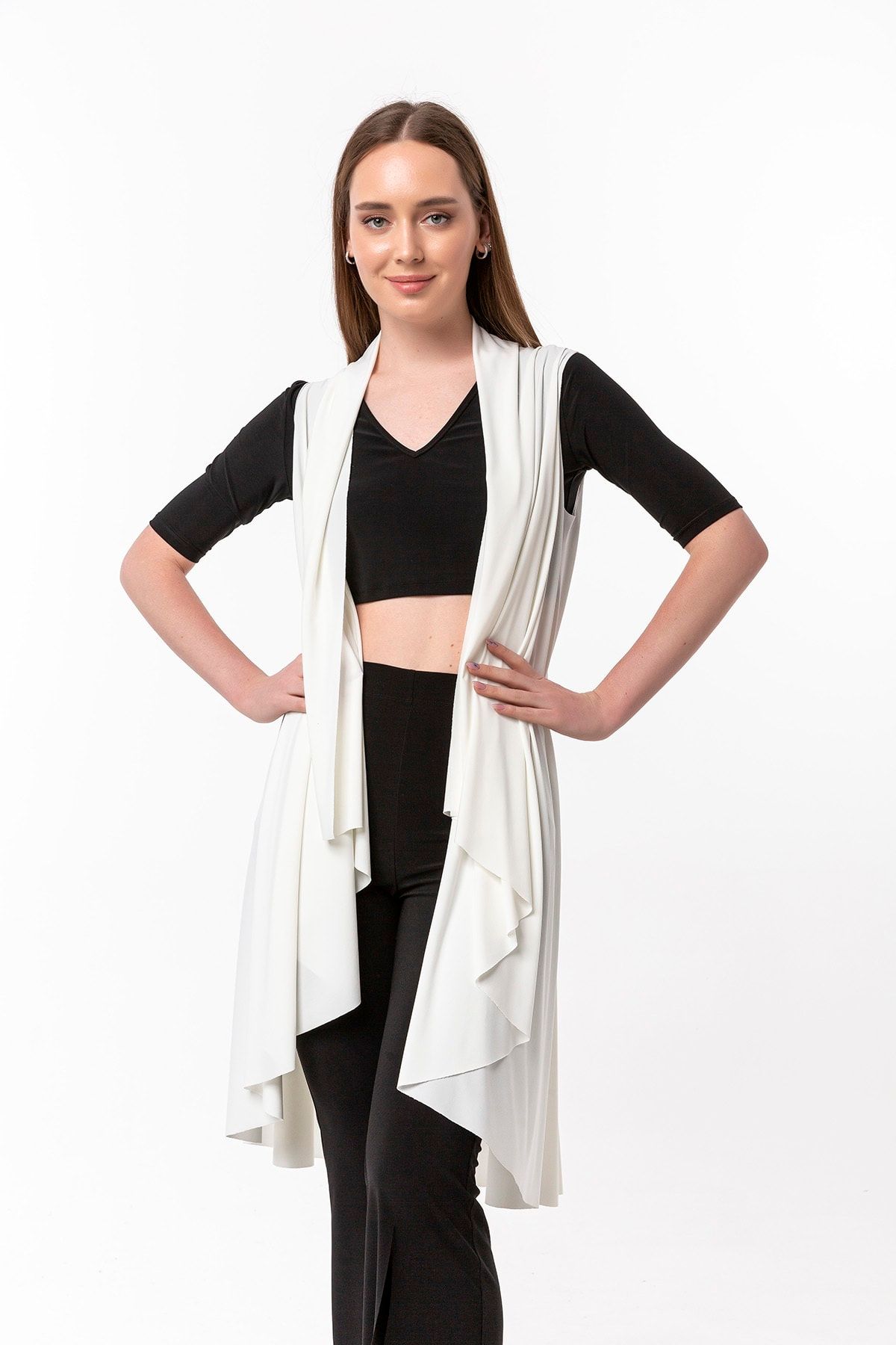 Laranor-Women's Ecru Casual Vest 19L6559 2