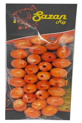 Oval Boncuk Ebruli Kırmızı 14 Mm (Dar Delik) SZNRGBNCK26