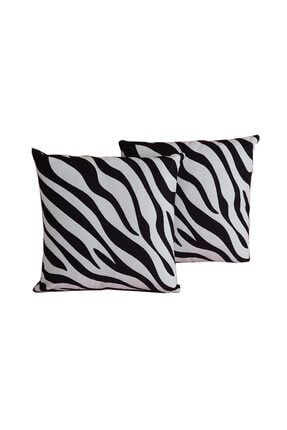 Siyah Beyaz Zebra Desenli 2'li Kırlent Kılıfı Seti kırlentkılıfıtk11