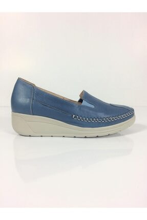 Mavi Kadın Hakiki Deri Günlük Dolgu Topuklu Ayakkabı K2WDA058
